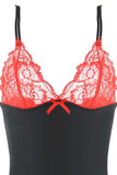 Red Lace and Black Chemise in M-L