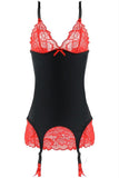 Red Lace and Black Chemise in M-L