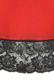 Red Satin and Black Lace Chemise in OSXL