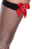 Naughty Nurse Patch Fishnet Thigh Highs in OSXL