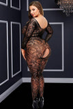 Swirling Black Lace Bodystocking in OSXL
