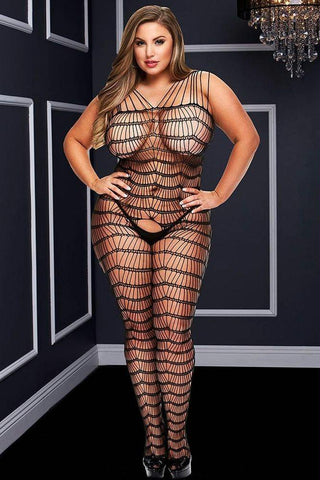 Criss-Cross Crotchless Bodystocking in OSXL