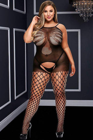 Spider Net Crotchless Bodystocking in OSXL