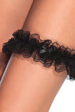 Ruffled Black Lace Leg Garter in OS
