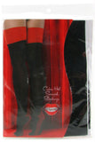 Opaque Cuban Heel Thigh Highs Black & Red in OS