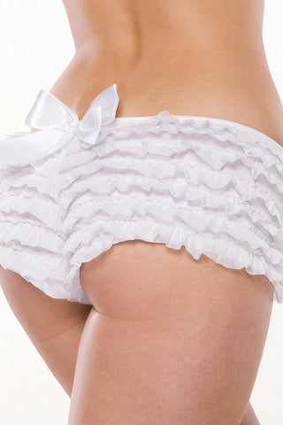 White Ruffled Booty Shorts in OS