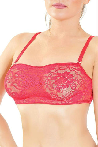 Red Floral Lace Bralette in OS