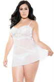 Porcelain Flutter Babydoll and Thong in OSXL
