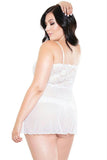 Porcelain Flutter Babydoll and Thong in OSXL