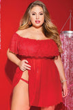 Red Flamenco Ruffle Babydoll and Thong in OSXL