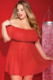 Red Flamenco Ruffle Babydoll and Thong in OSXL