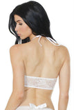 Soft White Stretch Lace Halter Crop Top in OS