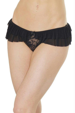 Black Skirted Crotchless Panty in OS