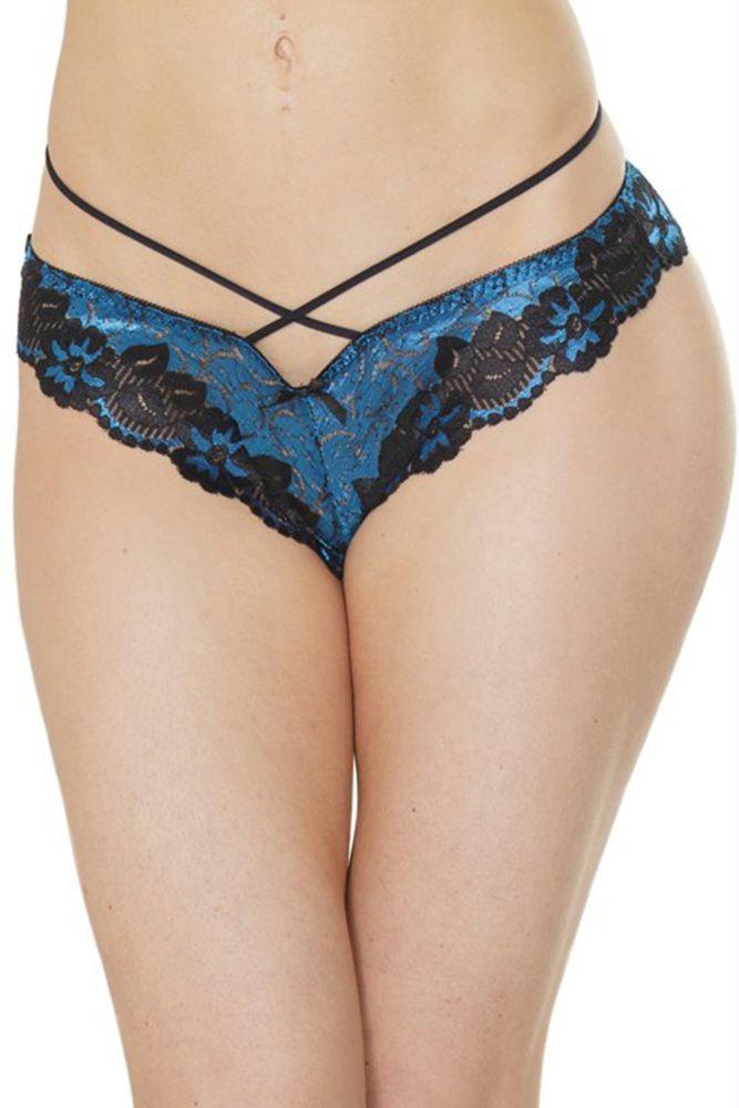 Botanical Boudoir Blue Bikini Panty in OSXL