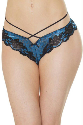 Botanical Boudoir Blue Bikini Panty in OSXL