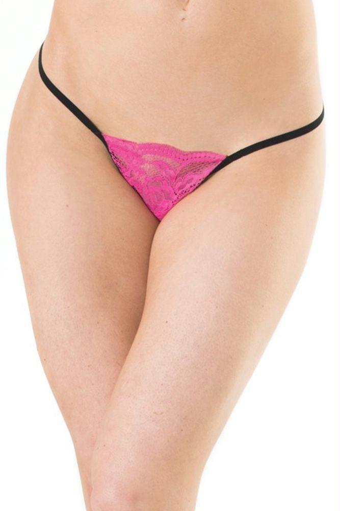 Soft Hot Pink Stretch Lace G-String in OSXL