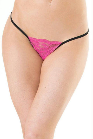 Soft Hot Pink Stretch Lace G-String in OSXL