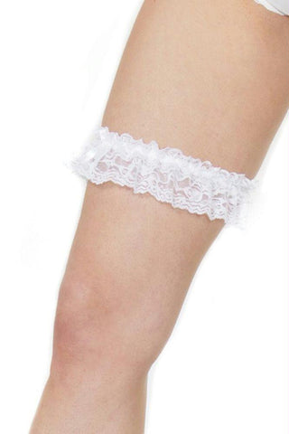 Ruffled White Lace Leg Garter in OS