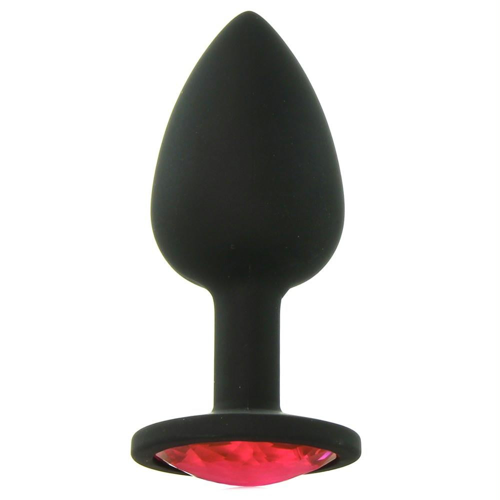 Booty Bling Small Jeweled Silicone Plug in Black-Pink