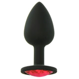 Booty Bling Small Jeweled Silicone Plug in Black-Pink