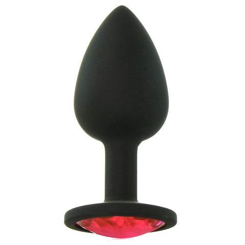 Booty Bling Small Jeweled Silicone Plug in Black-Pink