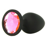 Booty Bling Small Jeweled Silicone Plug in Black-Pink