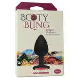 Booty Bling Small Jeweled Silicone Plug in Black-Pink