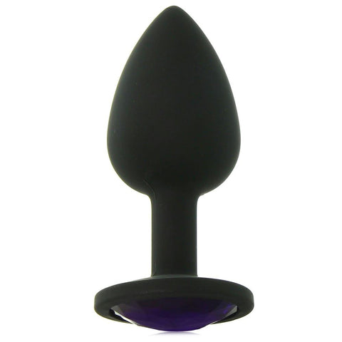 Booty Bling Small Jeweled Silicone Plug in Black-Purple