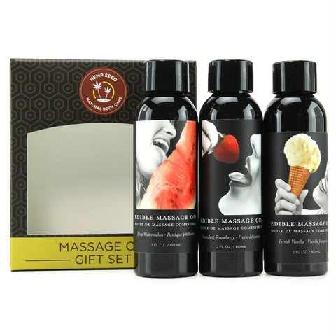 Hempseed Edible Massage Oil Gift Set in 2oz-60mL x 3