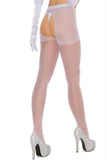 Sheer White Crotchless Pantyhose in OSXL