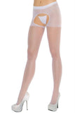 Sheer White Crotchless Pantyhose in OSXL