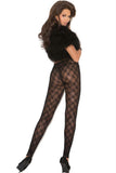 Footless Bow Lace Black Pantyhose in OSXL