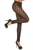 Footless Bow Lace Black Pantyhose in OSXL