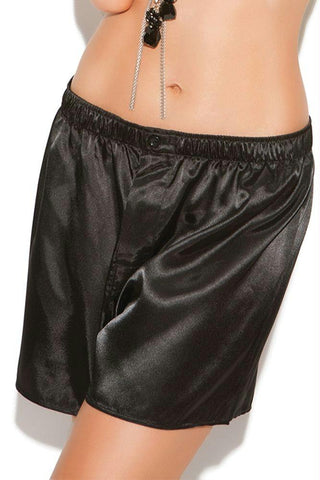 Raven Black Satin Lounge Shorts in 1X