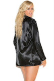 Black Charmeuse Satin Sleep Shirt in 2X