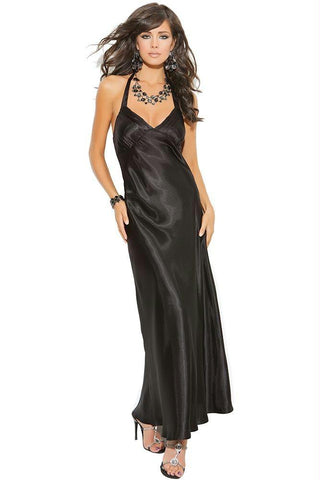 Elegant Black Satin Gown in M