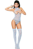 Powder Blue Cupless Teddy with Thigh Highs in OS