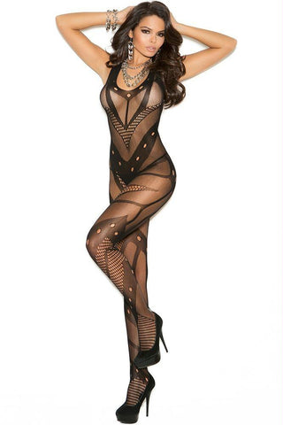 Black Geometric Bodystocking in OS