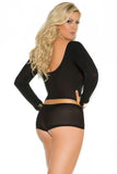 Black Opaque Cami and Booty Shorts in OSXL