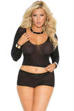 Black Opaque Cami and Booty Shorts in OSXL