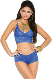 Persian Blue Lace Cami and Boyshorts in S