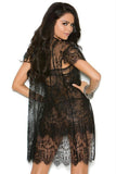 Raven Black Lace Babydoll and Robe in 3X