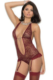 Cherish the Plunge Maroon Teddy in M