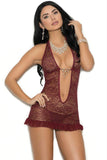 Cherish the Plunge Maroon Babydoll in XL