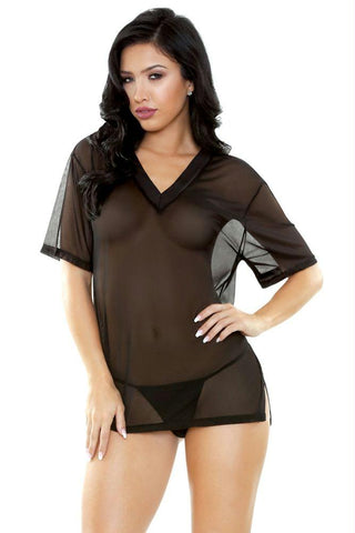 Brandy Mesh V-Neck Sleep Shirt and G-String in OS
