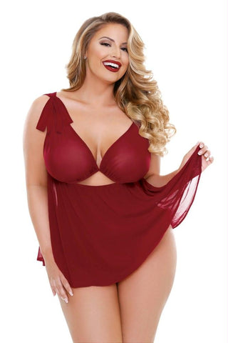 Ruby Cutout Babydoll and Panty in 1X-2X