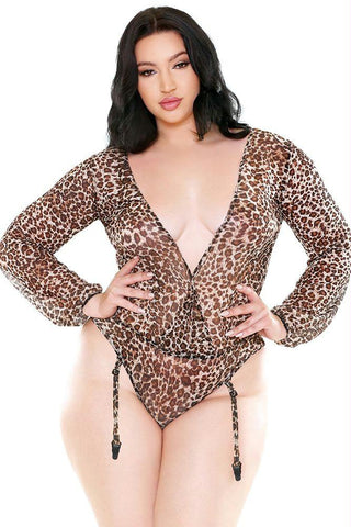 Shiva Long Sleeve Mesh Teddy in 3X-4X