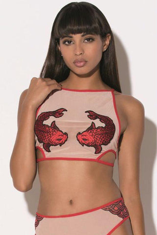 Koi Mesh Crop Top in M