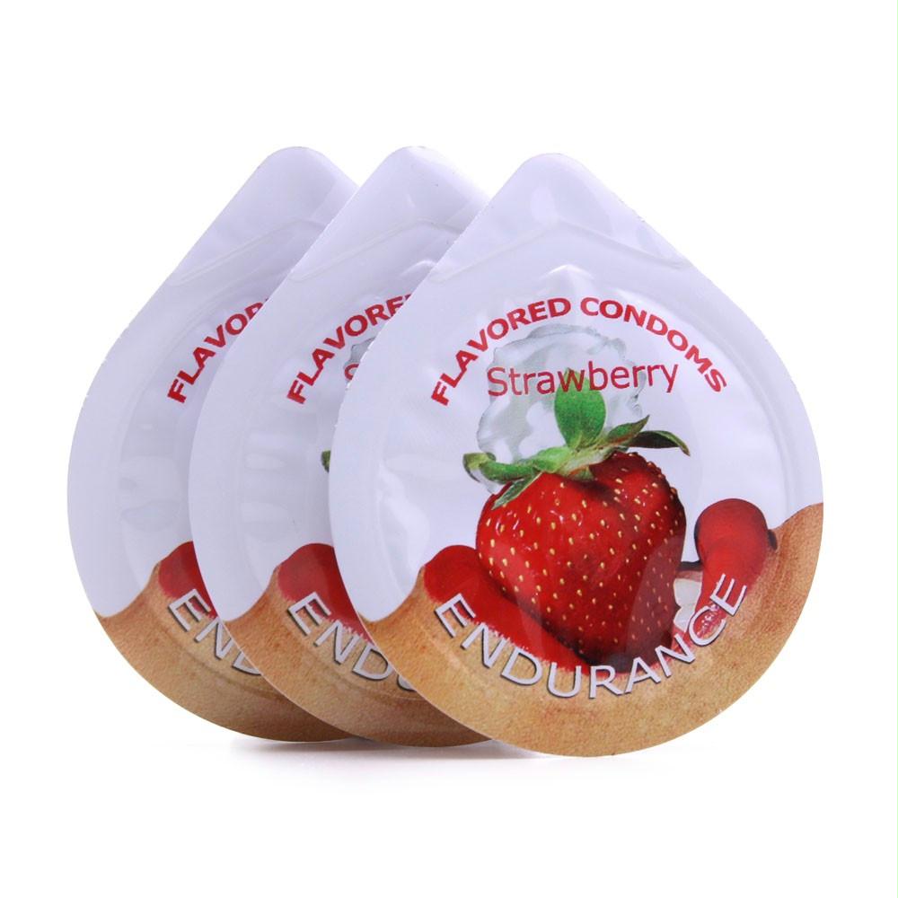Endurance 3 Pack of Flavored Condoms in Strawberry