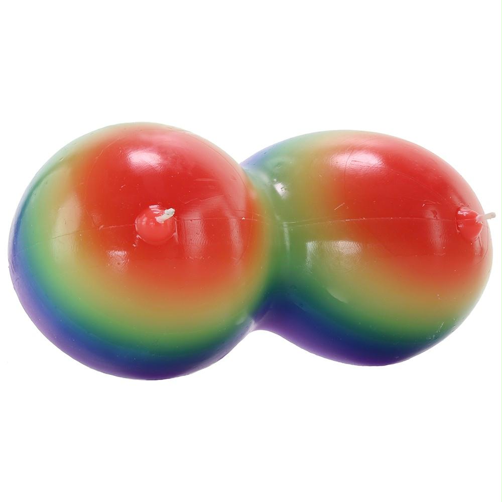 Rainbow Jumbo Boobie Candle